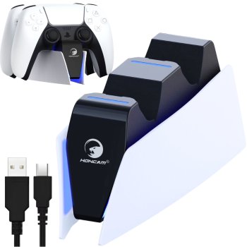 PS5 DualSense Controller Charging Station Dual Dock, Black and White