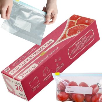 Reusable Plastic Zip Lock Food Bags, 600 ml, 20 pcs