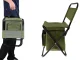Folding Fishing and Camping Chair with Cooler Bag, Khaki Green
