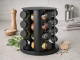 Rotating Spice Rack Organizer with 12 Glass Jars, Black