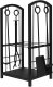 Metal Fireplace Firewood Log Holder Rack + Accessories Tool Kit Tong Shovel Brush Poker 5 pcs