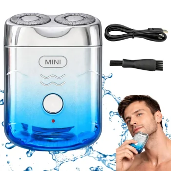 Mini electric shaver for men, pocket beard and face trimmer, USB-C, IPX5