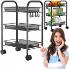 Storage Trolley on Wheels, Rolling Cart Organizer Shelf for Bathroom Kitchen Laundry Room Narrow Places, Black