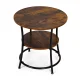 ModernHome Industrial Round Coffee Table with Storage Shelf for Living Room