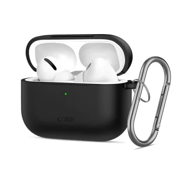 Ausinių dėklas Tech-Protect Silicone Hook, skirtas AirPods Pro 3, juodas