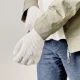 Braided Touchscreen Phone Gloves with Finger Cutouts, Beige