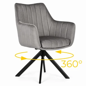 ModernHome 360° Swivel Velvet Dining Chair with Armrests, Beige