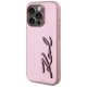 Karl Lagerfeld iPhone 15 Pro Max Case Wrinkled Metal Signature, Pink