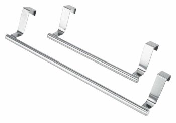 Over Door Tea Towel Holder Rack Bathroom Rail Cupboard Hanger Kitchen Hook, Set of 2