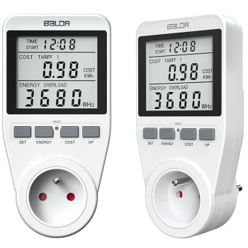 Vienfazis elektros energijos matuoklis, vatmetras Baldr BD-990, baltas