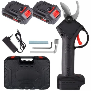 Electric Cordless Pruning Shears, 2x 21V Batteries, Black