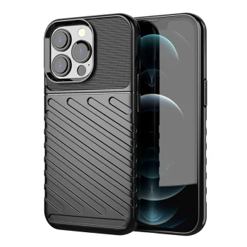 Telefono dėklas Thunder Case telefonui iPhone 13 Pro, TPU, juodas
