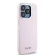 DKNY iPhone 15 Pro Case Liquid Silicone Small Metal Logo MagSafe, Pink