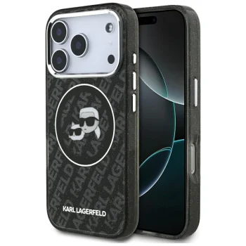 Karl Lagerfeld IML Glitter Karl & Choupette MagSafe Case for iPhone 17 Pro - Black