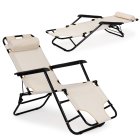 Folding Garden Sun Lounger with Headrest MultiGarden, Beige