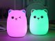 Kid\'s Silicone LED RGB Light Night Lamp with Remote Control, Cat