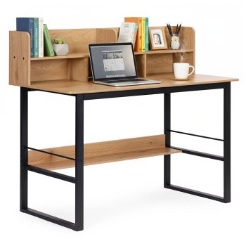 ModernHome Computer Desk with Hutch 120x60 cm Loft Style, Light Oak