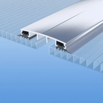 Aluminum Connection Top Profile for Polycarbonate with Sealing Rubbers, 4m