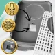 Large Enclosed Cat Litter Box with Drawer and Scoop, Foldable, Grey