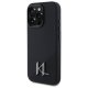 Karl Lagerfeld Silicone Shadow Metal Initial MagSafe Case for iPhone 16 Pro, Black