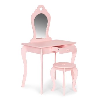 Wooden Kids Vanity Table with Mirror and Stool for Girls ECOTOYS