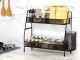 Two-Tier Kitchen Organizer with Basket, Black