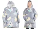 Glow-in-the-Dark Hoodie Blanket for Kids, Oversized Wearable Blanket, Grey with Owls