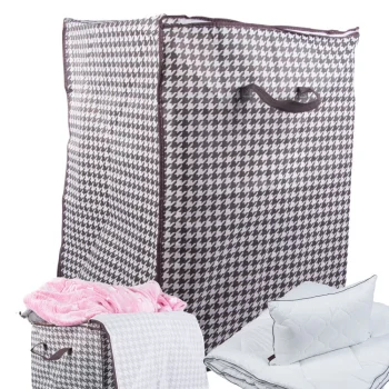 Foldable Fabric Storage Bag Organizer for Clothes and Bedding 180L, Black/White