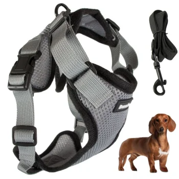 Pressure-Free Harness with Leash for Small Dogs, Size M, Grey