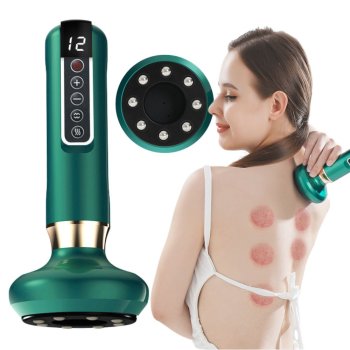 Electric Cupping Massager with Heat & Adjustable Suction for Body Relief, Green
