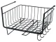 Under-Shelf Hanging Metal Basket with 5 Hooks and Paper Holder, Black