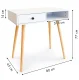 Cosmetic dressing table with drawer and shelf, white