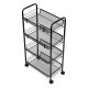 ModernHome 4-Tier Metal Utility Cart, Rolling Storage Trolley for Kitchen & Bathroom, Black