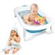 Nicekids Folding Baby Bathtub with Cushion, Blue/White