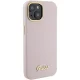 Guess iPhone 15 Case Silicone Script Metal Logo & Frame, Pink