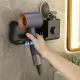 Wall-Mounted Hair Dryer Holder with Compartments, Black