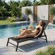 Adjustable Garden Sun Lounger Steel Frame MultiGarden, Black