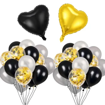 Party Balloon Set with Heart Balloons and Confetti, 18 pcs