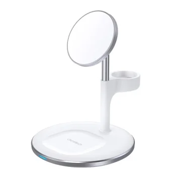 Choetech MagSafe 3-in-1 Wireless Magnetic Charging Stand, 15W, White