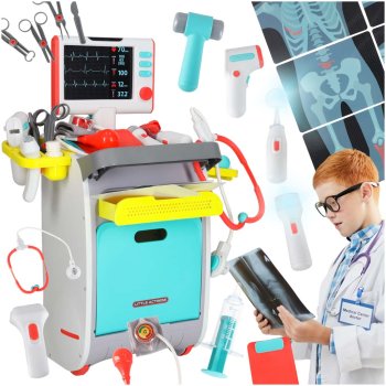 Kids Doctor Cart Playset Interactive Medical Station with Light and Sound