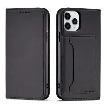 Wallet Book Case for iPhone 12 Pro Max with Card Holder and Stand, Black