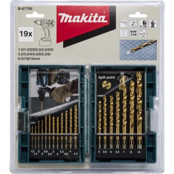 Makita Metal Drill Bit Set B-67795, 19-Piece, 1.5-10 mm