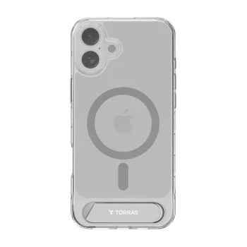 Torras Pstand Series Case for iPhone 16 Plus, Transparent
