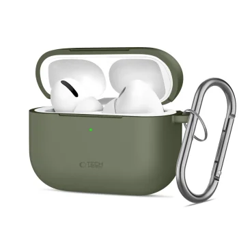 Ausinių dėklas Tech-Protect Silicone Hook, skirtas AirPods Pro, alyvuogių