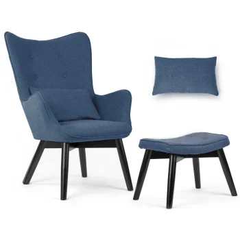 Sofotel Norse Wingback Chair with Footstool, Blue