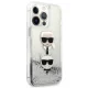 Karl Lagerfeld iPhone 13 / 13 Pro Case Liquid Glitter Karl & Choupette, Silver