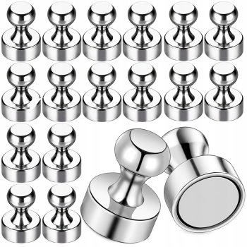 Neodymium Magnets for Fridge and Whiteboard, 16x12 mm, 16 pcs, Silver