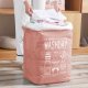 Foldable laundry basket with handles, 70L, pink