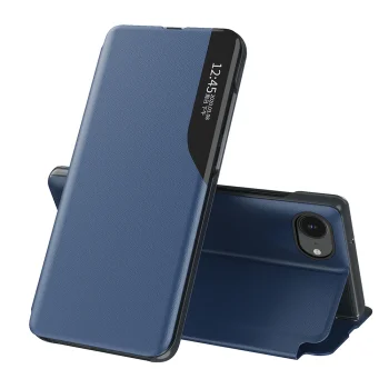 Eco Leather View Case with Flap and Stand for iPhone 16e / 17e, Blue