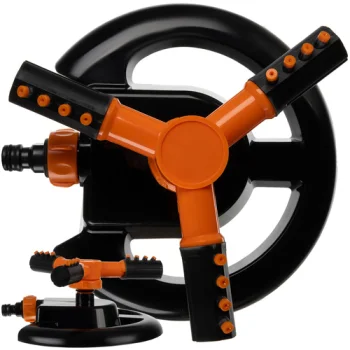 Gardlov 3-Arm Rotating Garden Sprinkler, Black/Orange